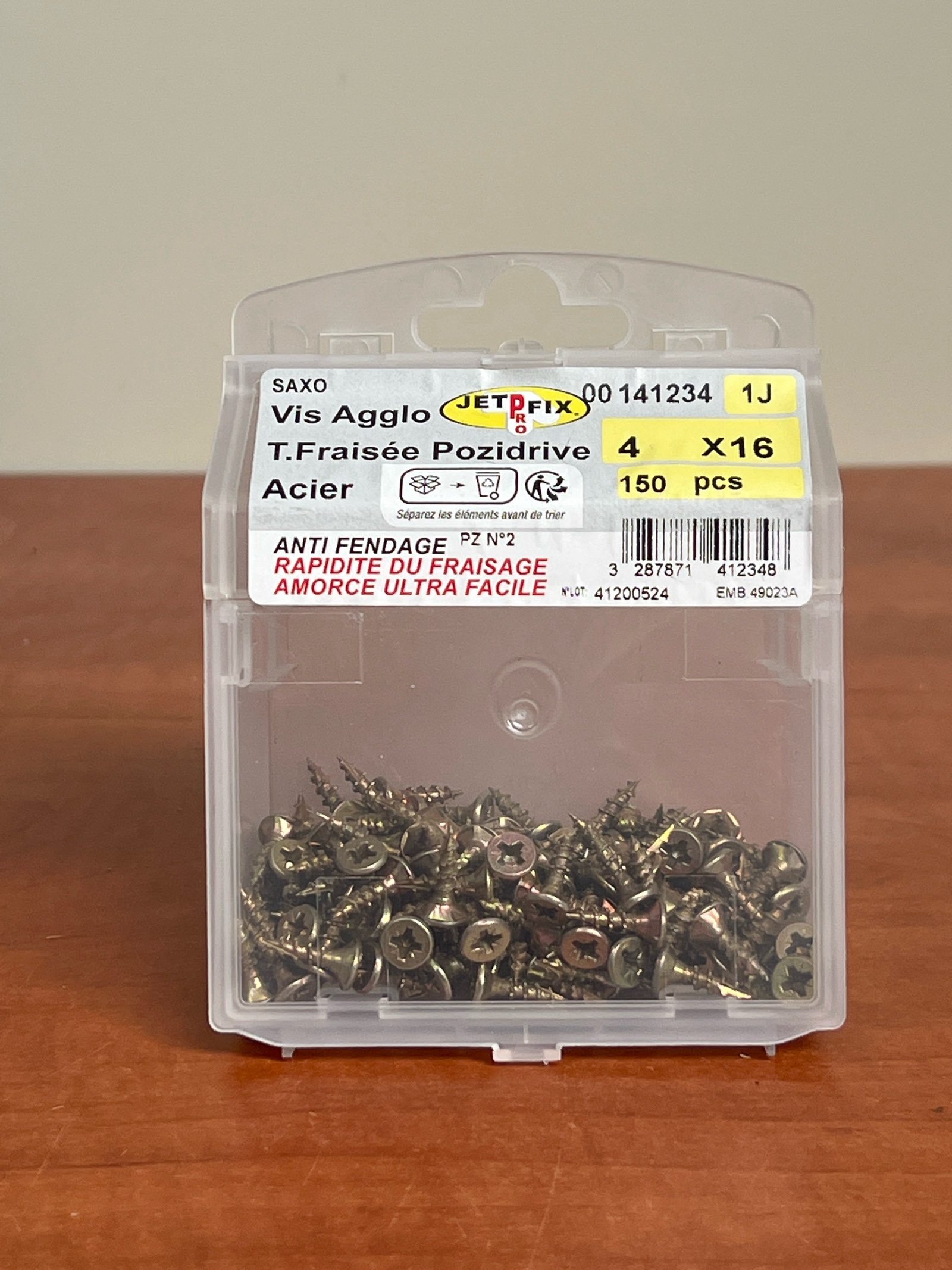 Jetfix Vis Agglo Tête Fraisée Pozidrive 4 x 16 Acier (boîte 150 pcs)