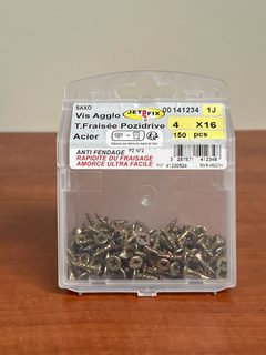 Jetfix Vis Agglo Tête Fraisée Pozidrive 4 x 16 Acier (boîte 150 pcs)