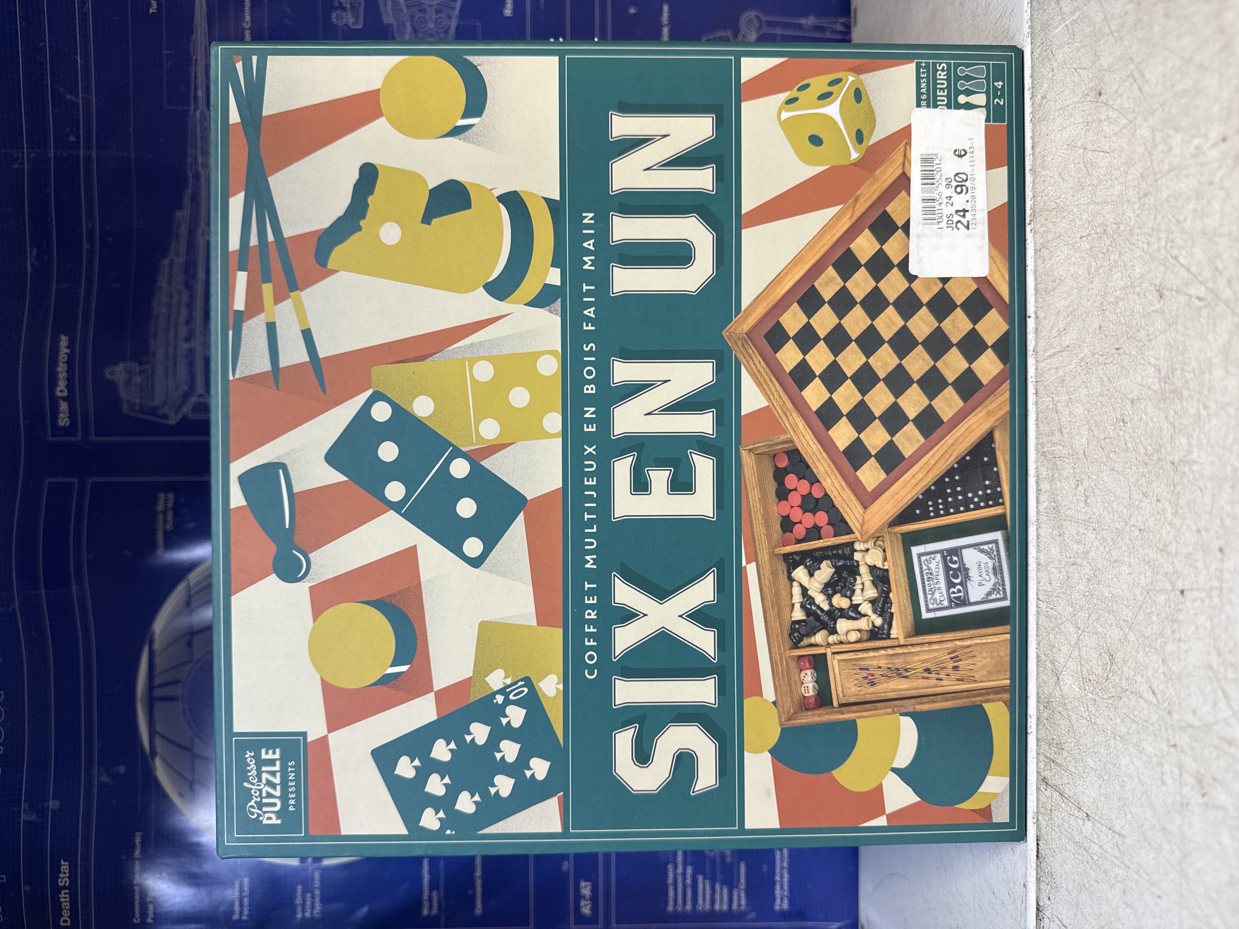 Coffret multijeux en bois fait main - Six en Un