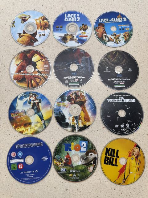 Lot 12 films DVD et Blu-ray Spider-Man, L'Âge de glace, Retour vers le futur
