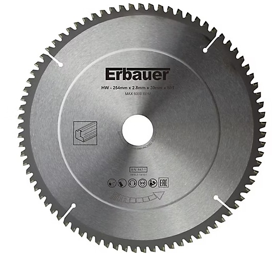Lame de scie circulaire Multi Erbauer - 254 x30/25/20/16 coupe propre 80 dents