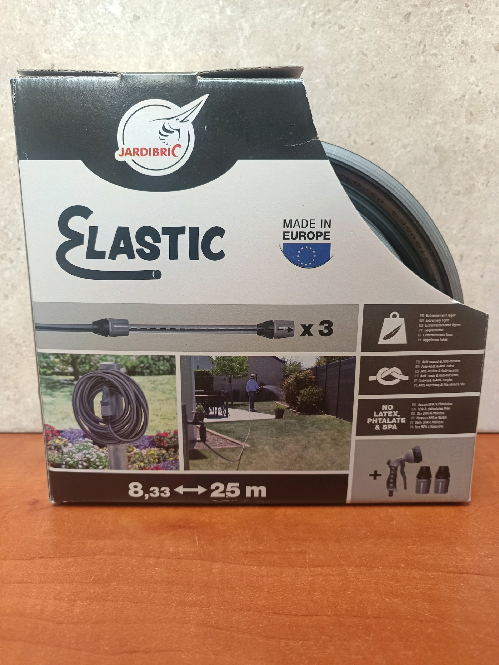 Jardibric Elastic tuyau d’arrosage extensible 8,33 à 25 m