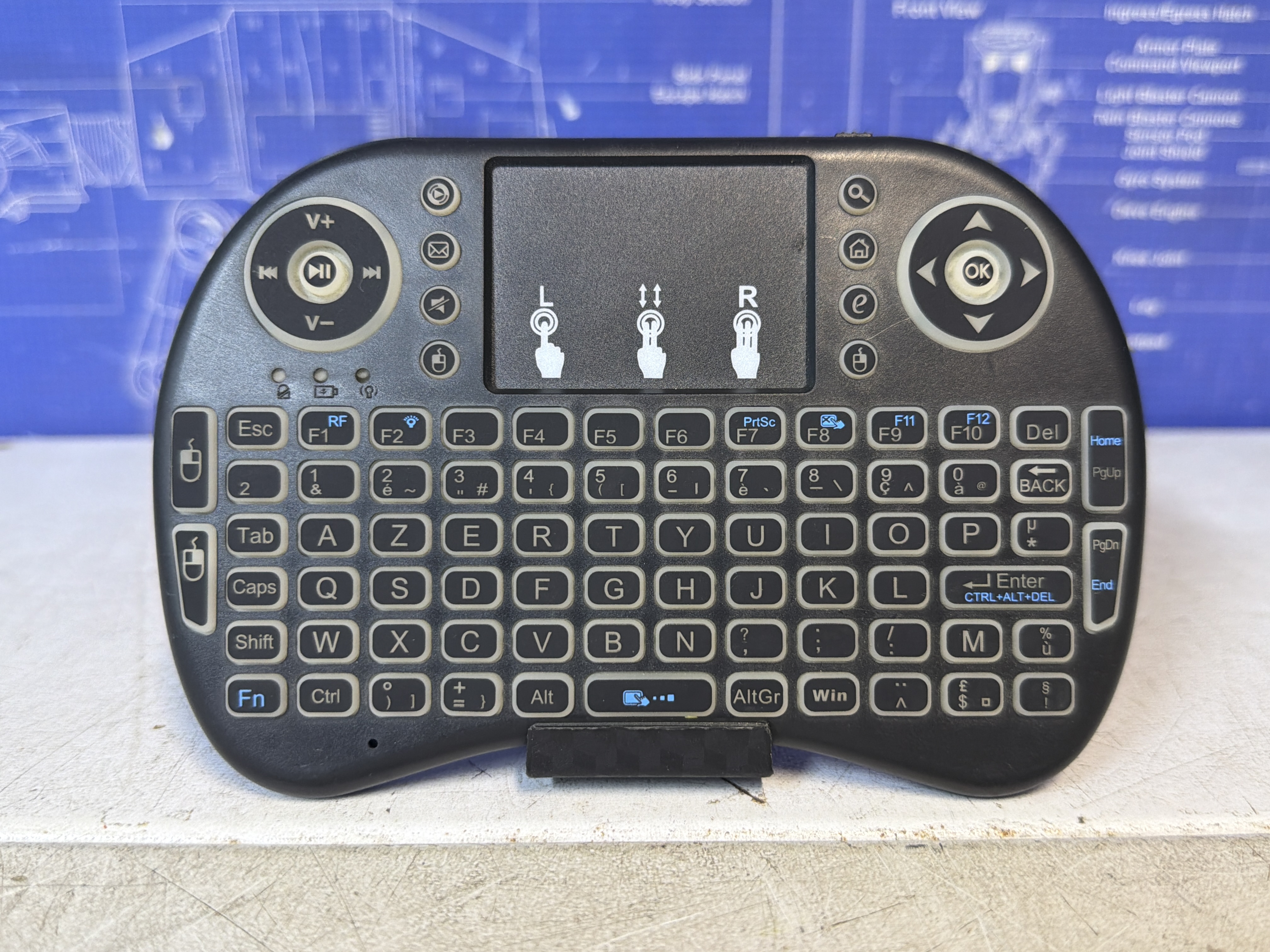 Mini clavier sans fil AZERTY avec commandes multimédia