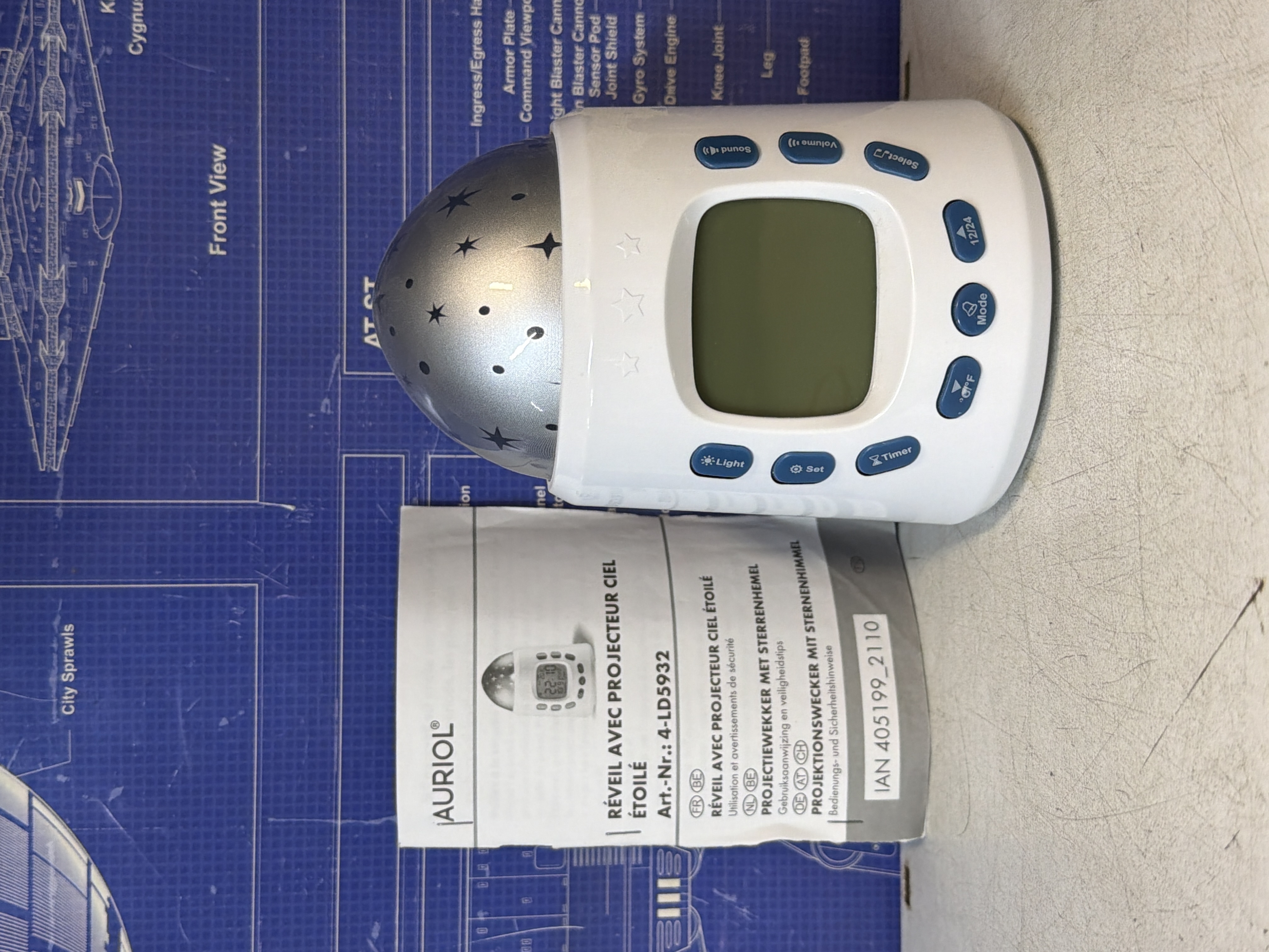 Réveil projecteur ciel étoilé Auriol 4-LD5932