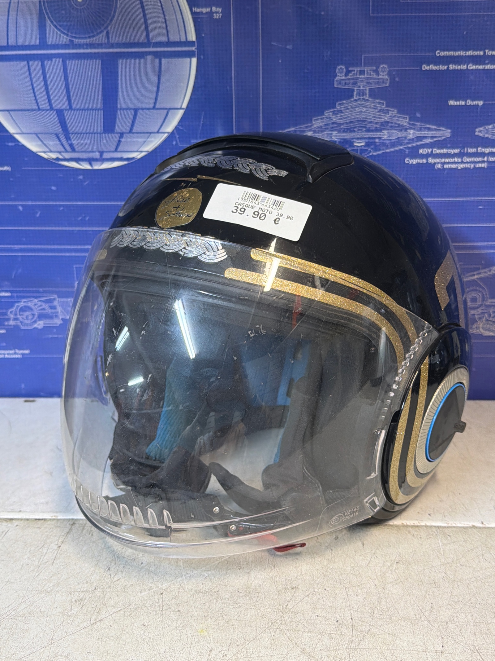 Casque jet SHARK '72' noir et or Taille XS — photo 2