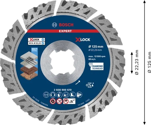 Disque diamant Bosch Expert X-LOCK 125 mm Multi Material