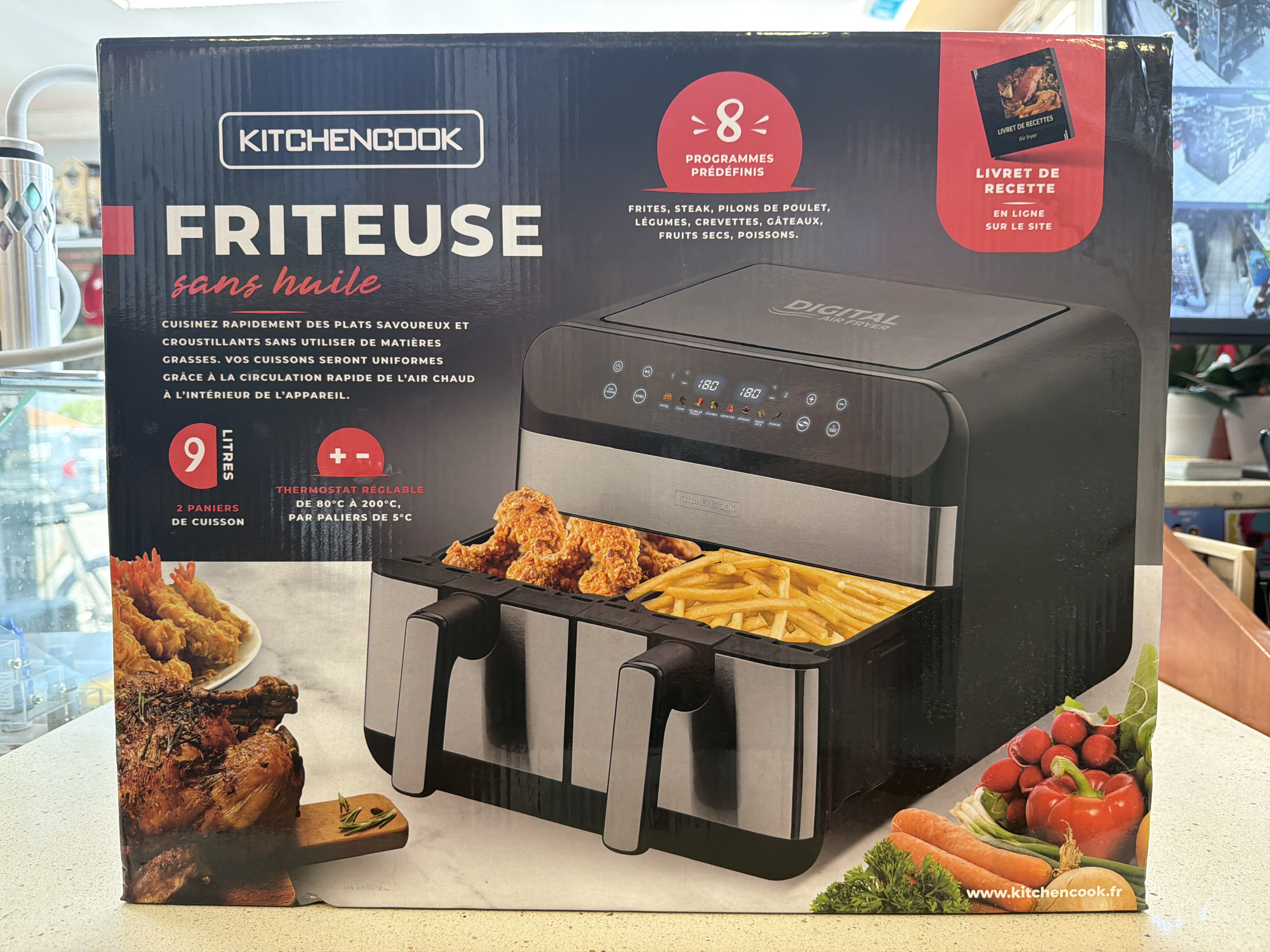 Friteuse sans huile KitchenCook Digital Air Fryer 9 L à 2 paniers