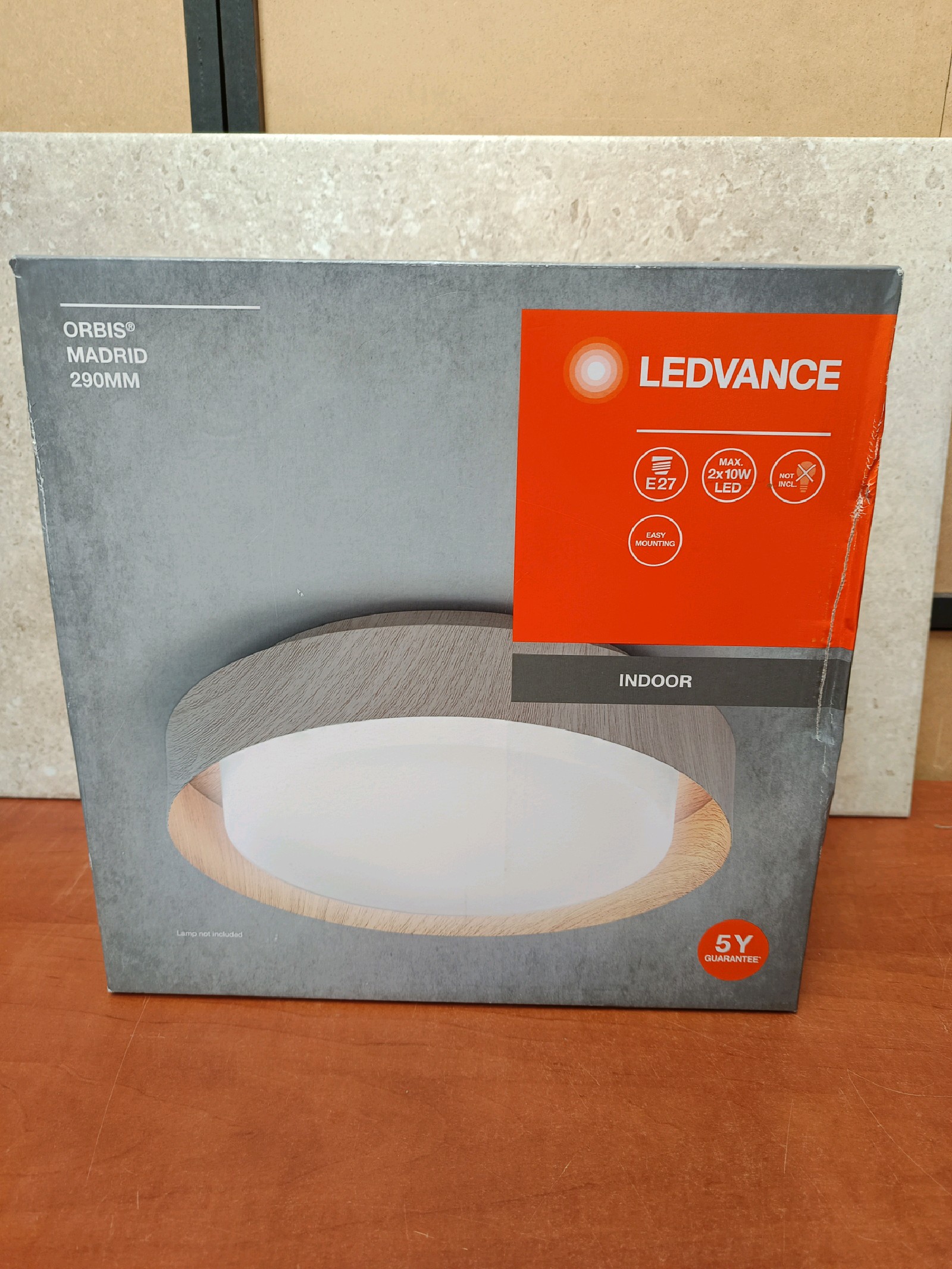 LEDVANCE Orbis Madrid 290 mm plafonnier intérieur E27 aspect bois