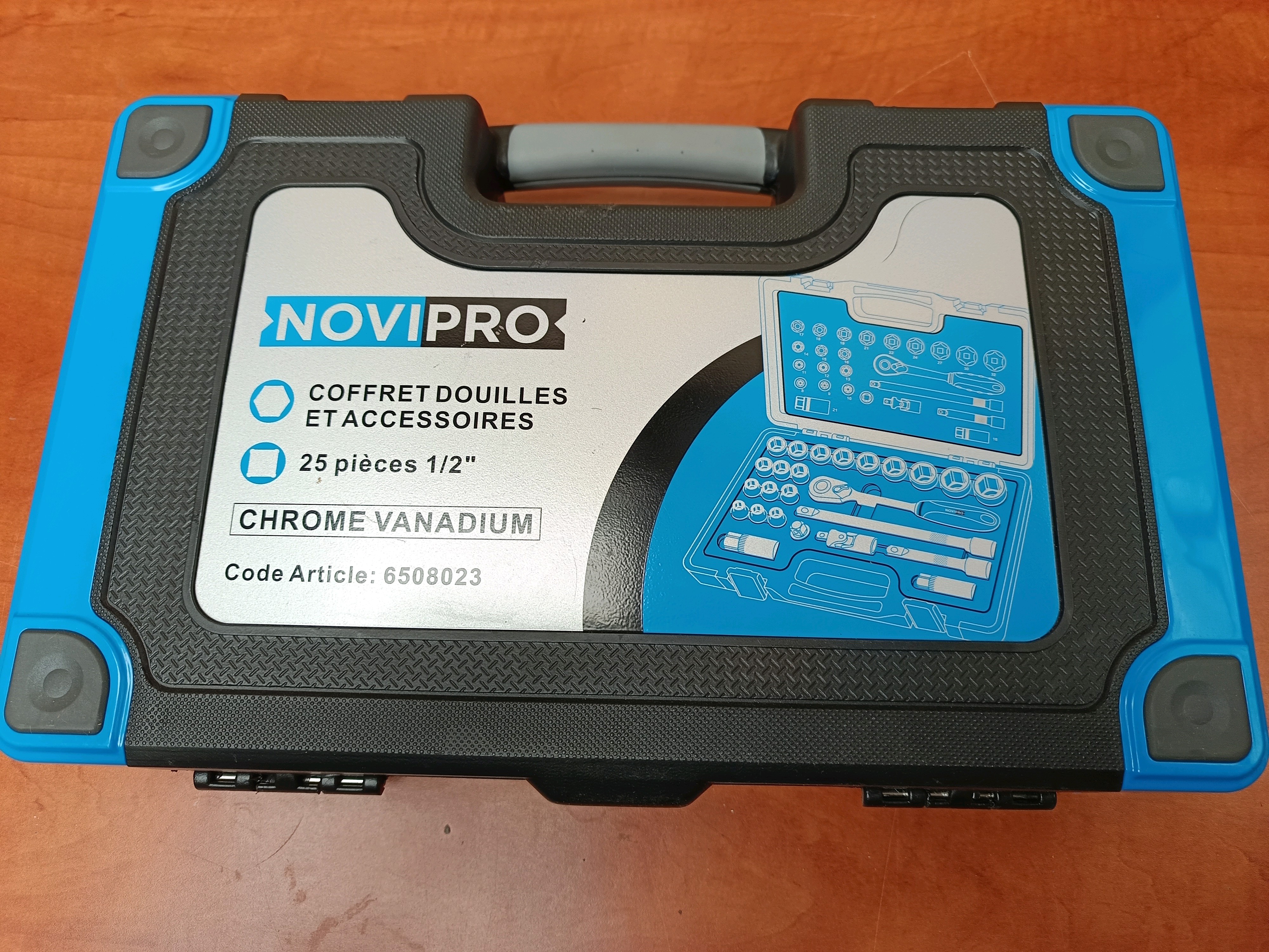 NOVIPRO Coffret douilles et accessoires 25 pièces 1/2" Chrome Vanadium - Code article 6508023