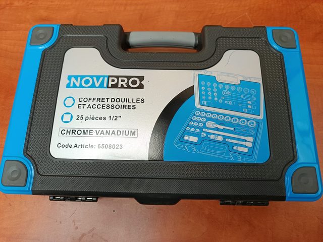 NOVIPRO Coffret douilles et accessoires 25 pièces 1/2" Chrome Vanadium - Code article 6508023