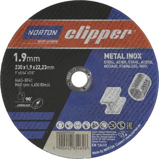Disque à tronçonner Norton Clipper métal inox 230 x 1,9 x 22,23 mm