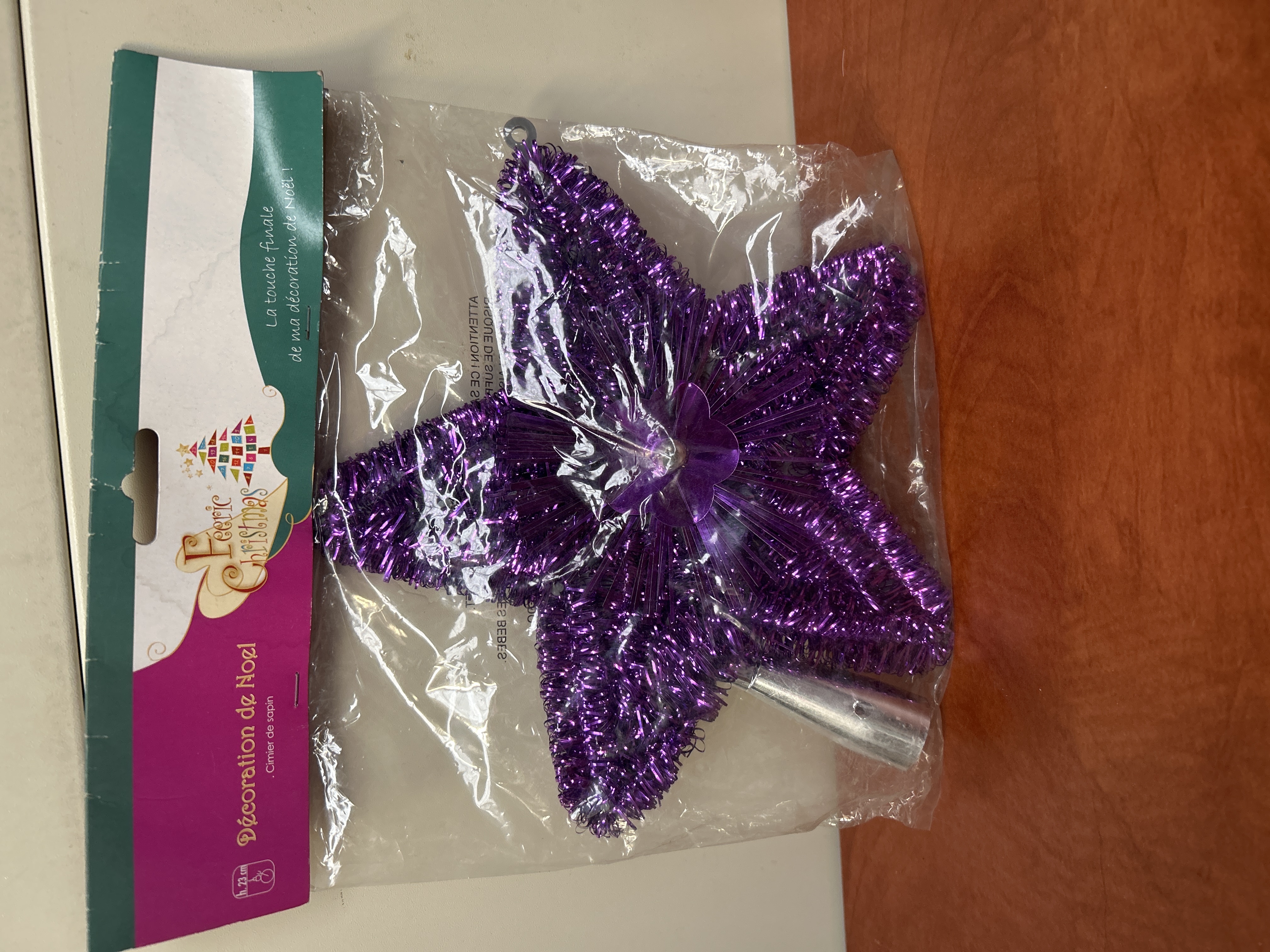Étoile de sapin de Noël violette pailletée (cimier)