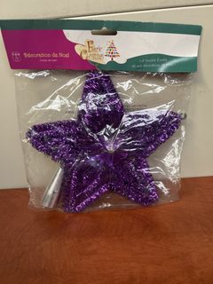 Étoile de sapin de Noël violette pailletée (cimier)