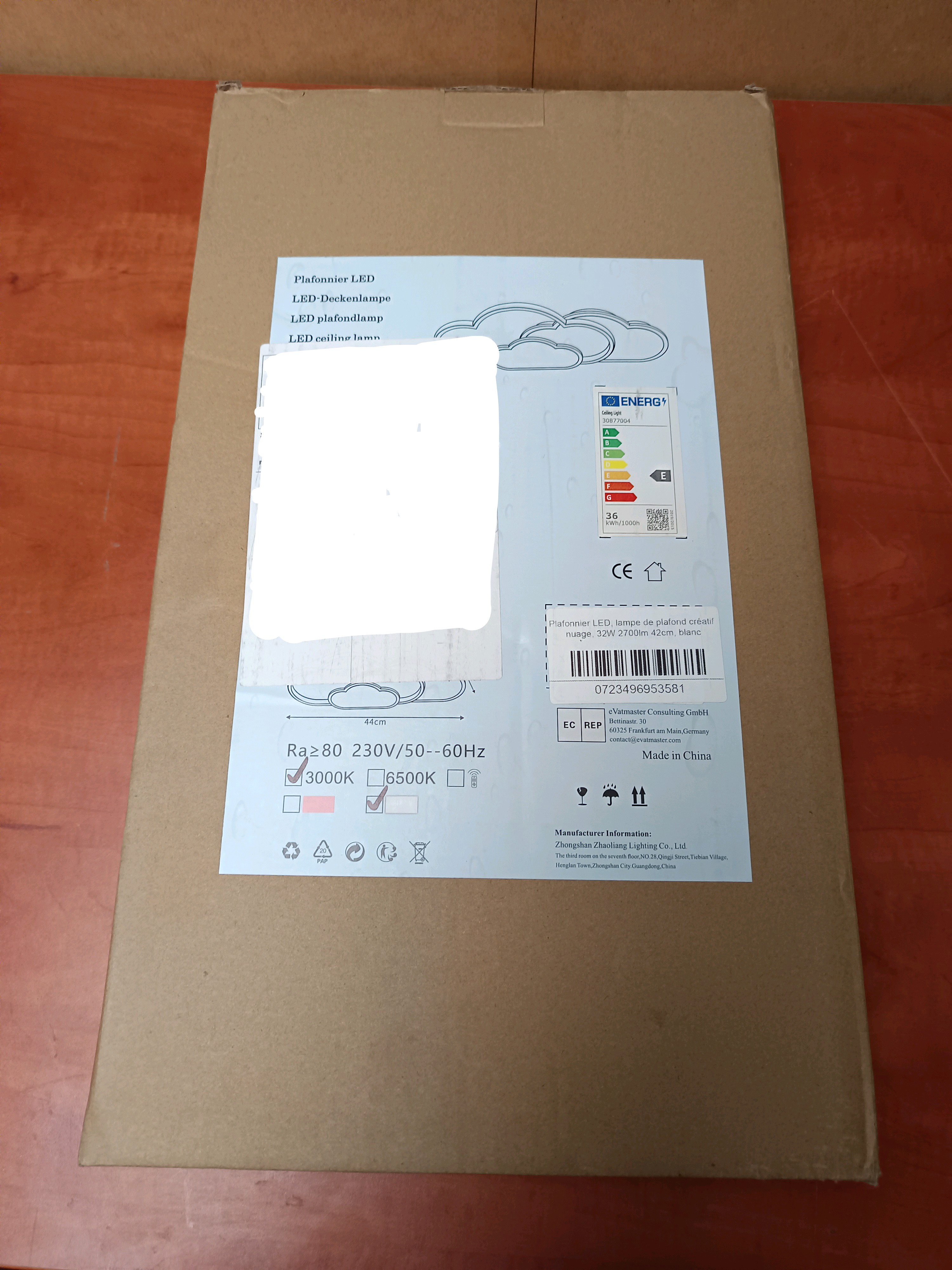 Plafonnier LED multi-anneaux 3000K-6500K, 230V, Ra>80