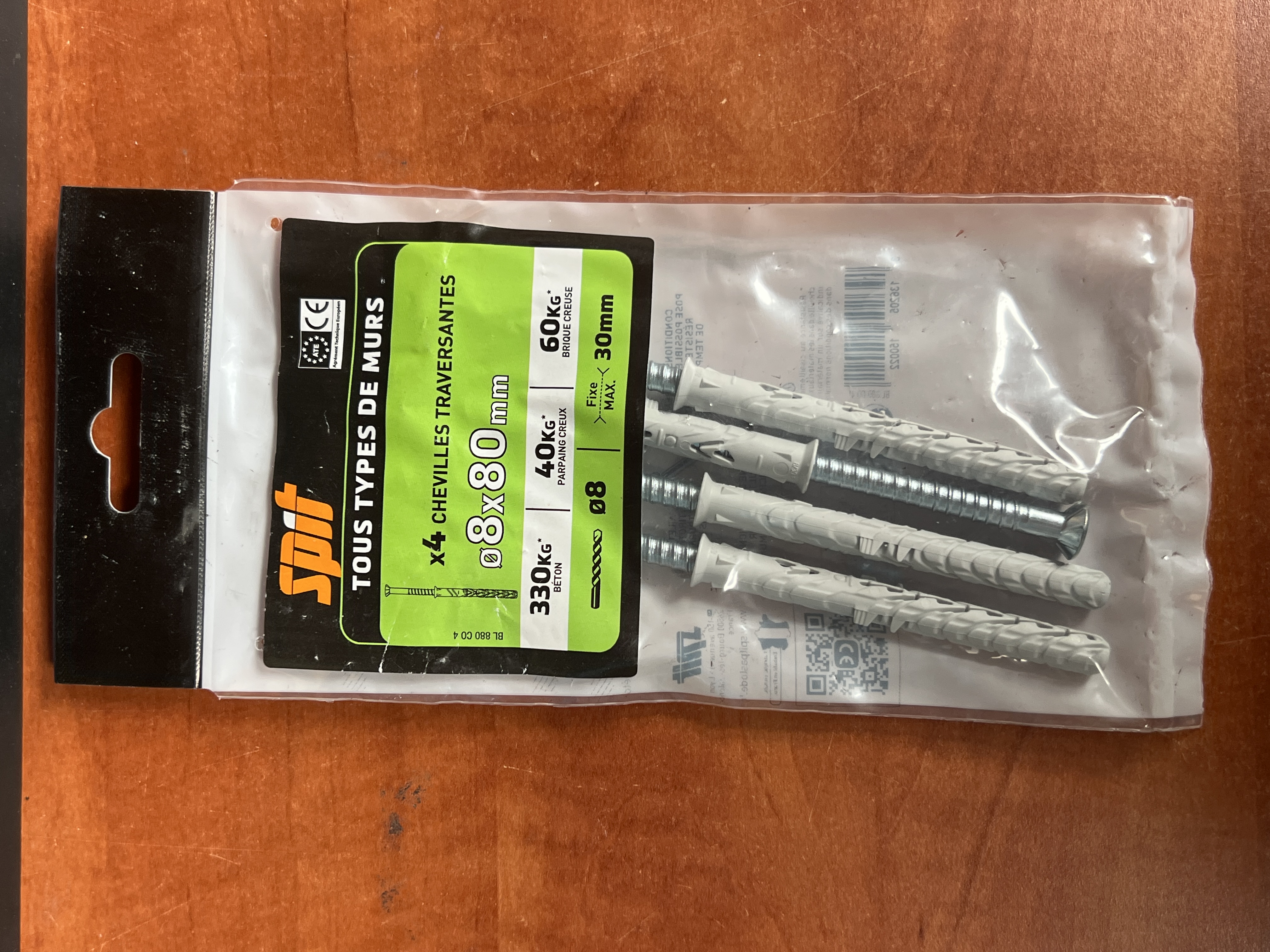 Spit lot de 4 chevilles à expansion nylon 8 x 80 mm