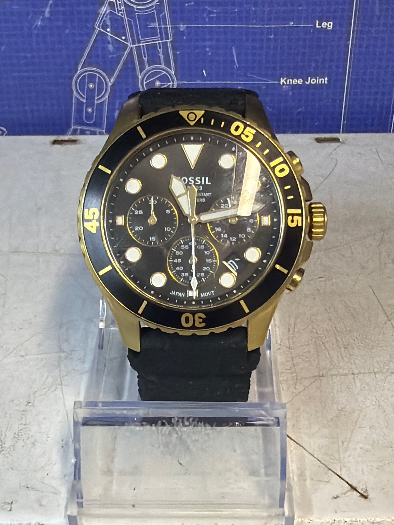 Montre Fossil FS5729 chronographe noir et doré