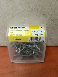 SAXO 00 220964 – Vis autoperceuse T.H acier zingué 4,8 x 38 (boîte env. 100 pièces)