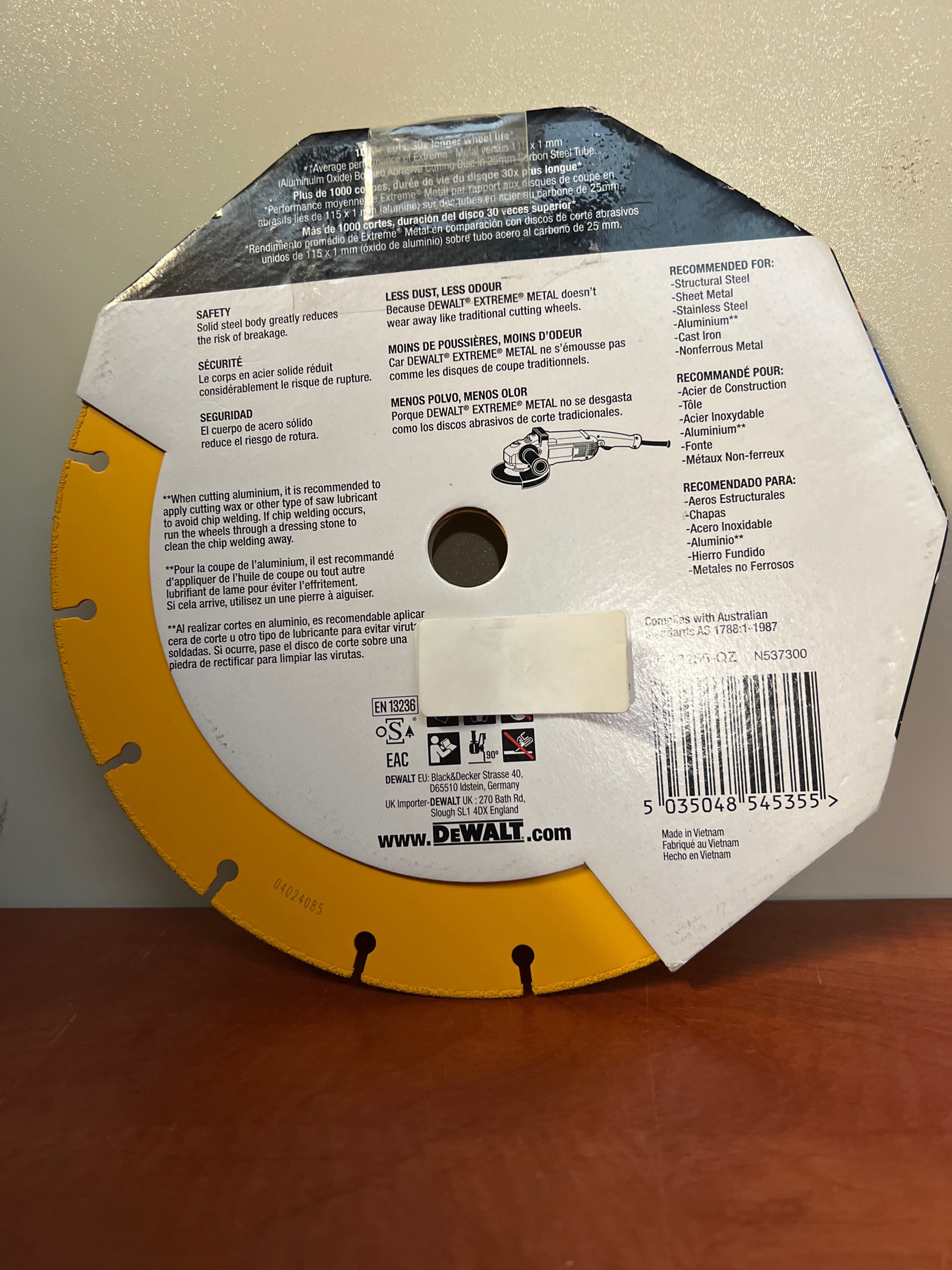 Disque de coupe métal DeWalt Extreme Metal Diamond Edge 230 x 2,1 x 22,23 mm (DT40255) — photo 2