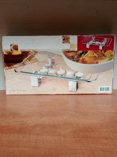 Chauffe-plats 3 feux plaque en verre 34x18x6cm