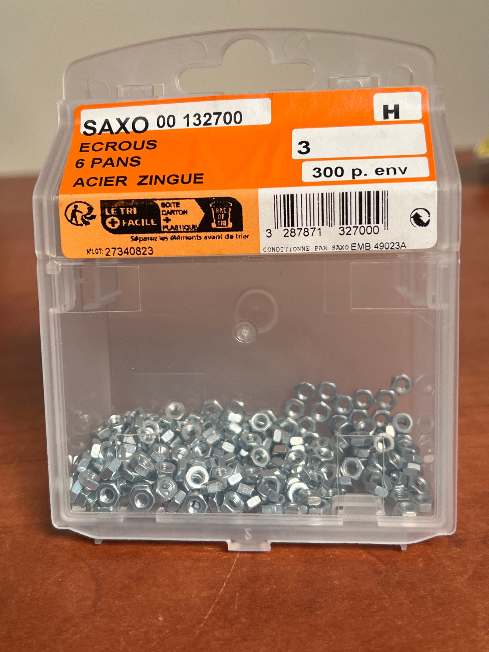 SAXO 00 132700 - écrous 6 pans acier zingué, 3