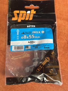 SPIT lot de 4 goujons à bague inox Ø8 x 55 mm
