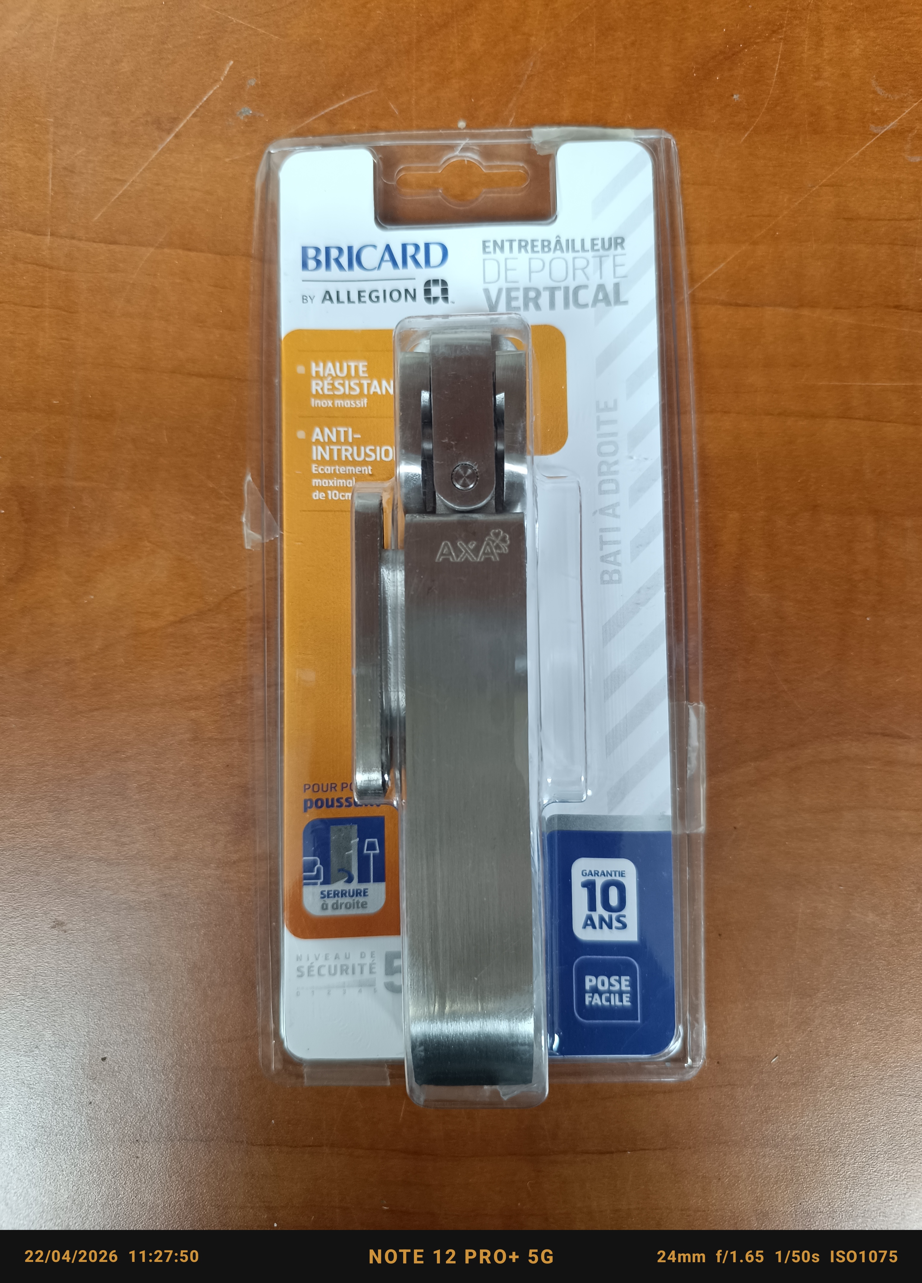 Bricard entrebâilleur de porte vertical Batia droite