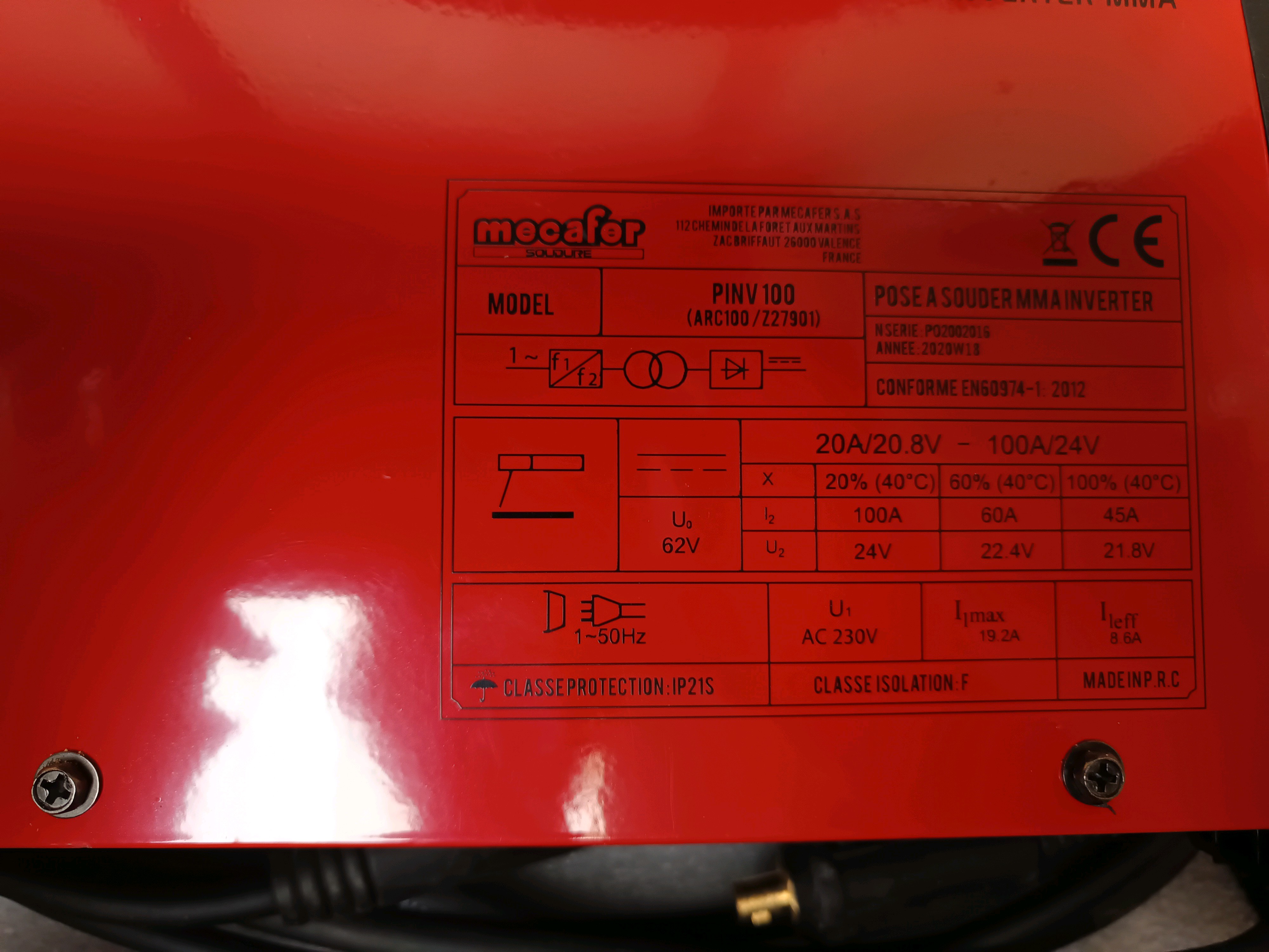 Mecafer PINV 100 (ARC 100) Poste à souder MMA inverter — photo 2
