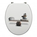 Abattant WC blanc motif galets zen