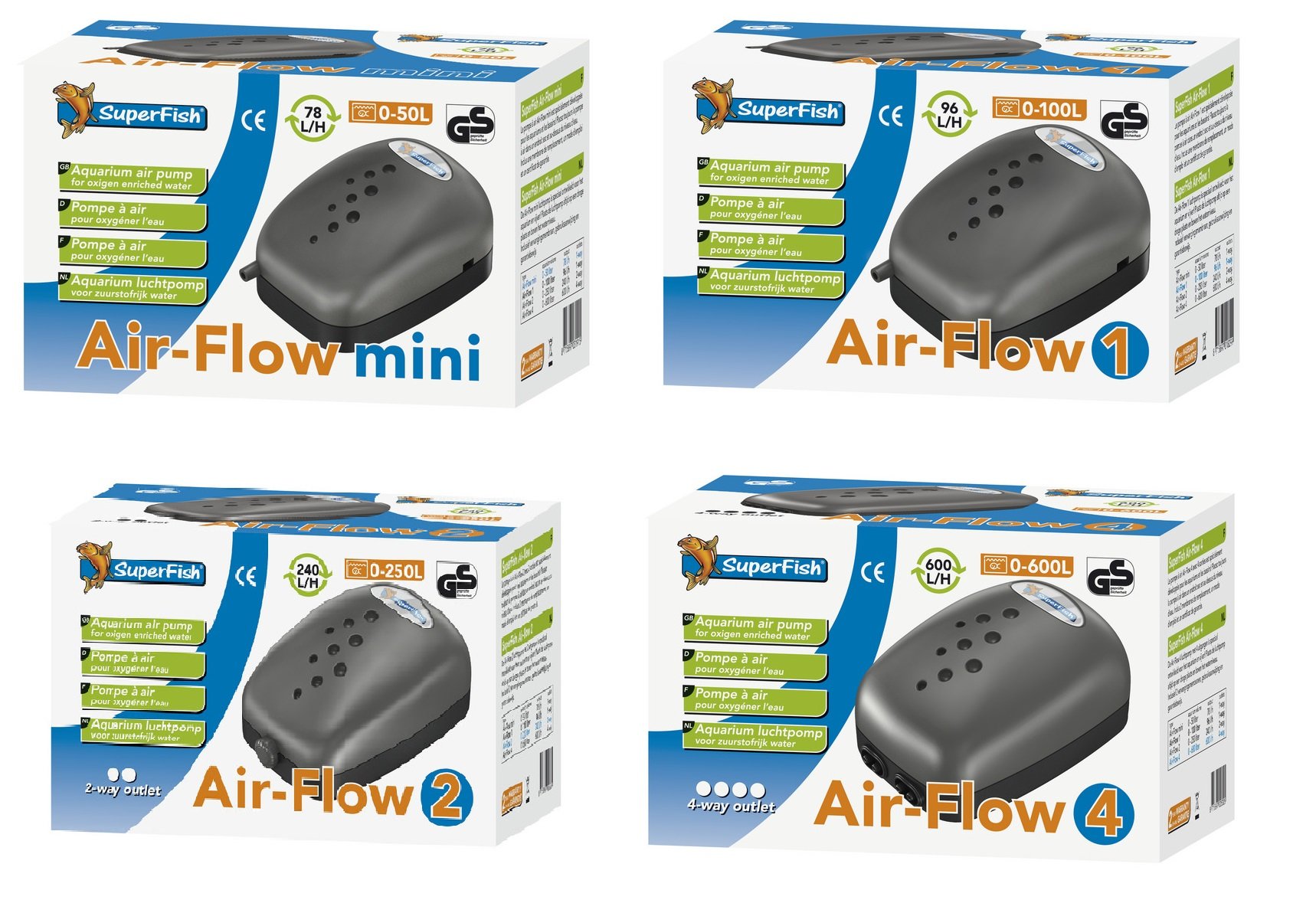 Superfish Air-Flow 4 Pompe À Air - 600 L/H