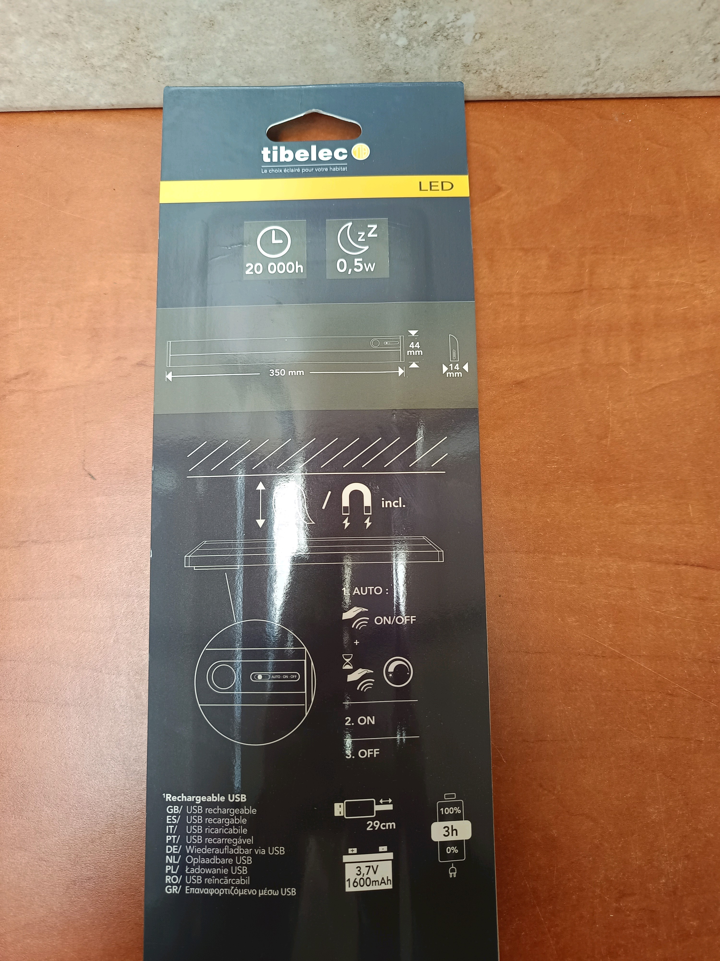 Tibelec réglette LED rechargeable USB 3000K 250 lm (120°) — photo 2